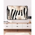 thumbnail image 3 of Outdoor TV Cover 52 to 55 Inch Weatherproof, Abstract Vintage Waterproof TV Screen Protector for Outside Decor with Zipper and Pocket 52"L x 30"H , Zebra Texture Pattern Flowers Black White, 3 of 7