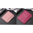 thumbnail image 1 of (pink + rose red) Slim Card Holder Wallet RFID Blocking Leather Zipper Coin Purse Keychain Card Wallet, 1 of 5