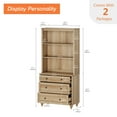 thumbnail image 2 of WAMPAT Farmhouse 72" Tall Bookcase, Large Wooden Display Book Case Shelf with 3-Tier Open Book Shelves and 3 Drawers, 3 Tier Bookshelf for Living Room, Library, Study Room, Bedroom, Office, Oak, 2 of 7