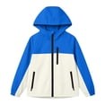 thumbnail image 7 of BCSIOAOI Girls Sweater,Color Block Hooded Waterproof Softshell Rain Jacket with Pockets Blue 9-10 Years, 7 of 7