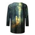 thumbnail image 5 of FDGIU Halloween Shirts for Women Fashion Women's Casual Print Round Neck 3/4 Sleeve T-shirt Blouse Spooky Season Graphic, 5 of 5