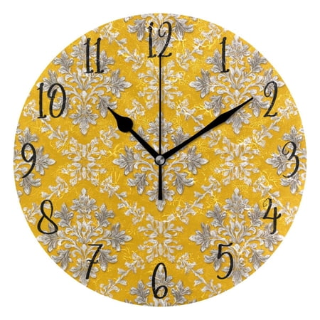 Round Art Wall Clock Vintage Oil Painting Texture Decorative Clock Black Pointer, Multi Purpose