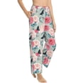 thumbnail image 2 of Balery Roses and Butterflies print Women's Pajama Pants,Ultra Lightweight Pjs,Lounge Pant-Small, 2 of 9