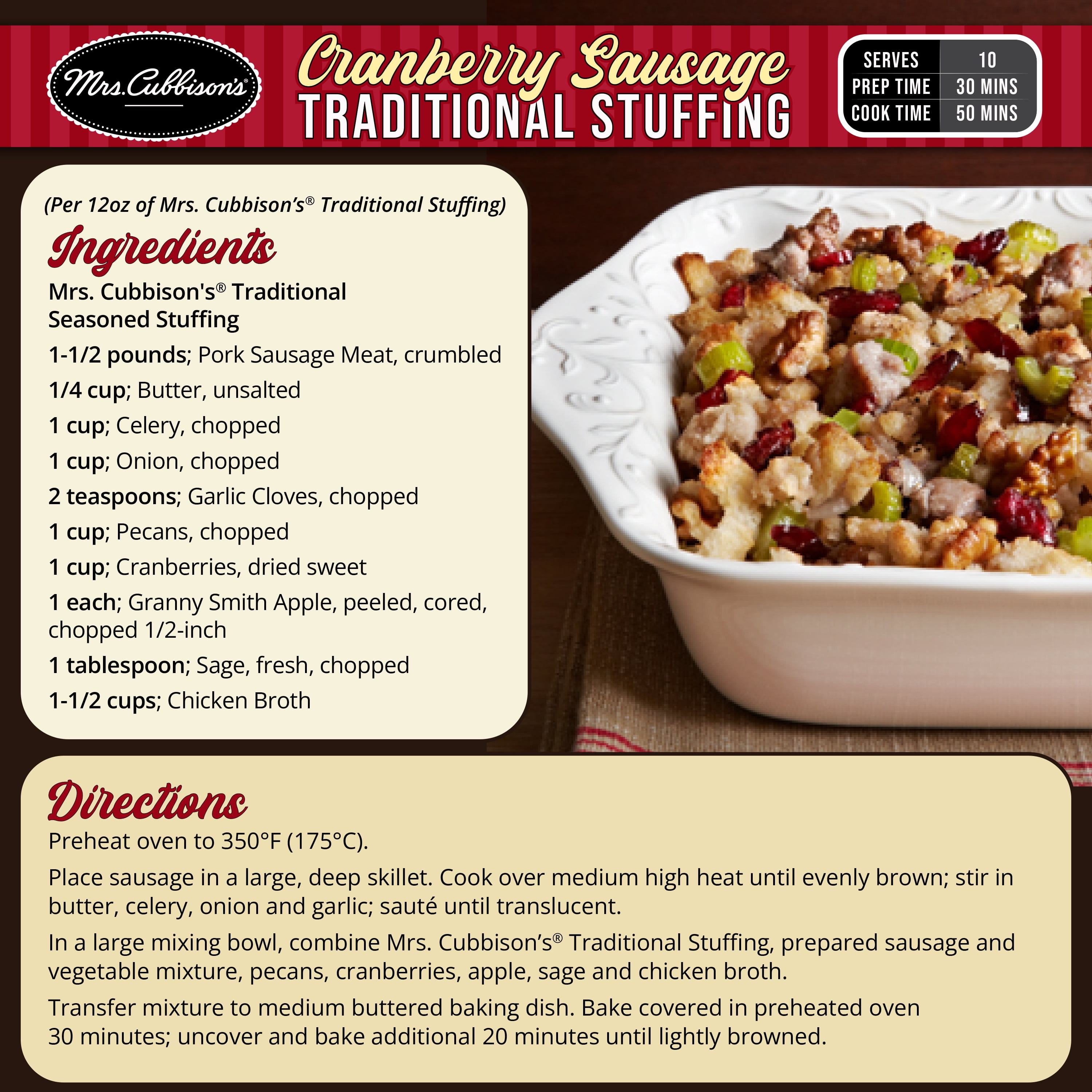(6 pack) Mrs. Cubbison's Seasoned Turkey Stuffing Mix, 12 oz Box