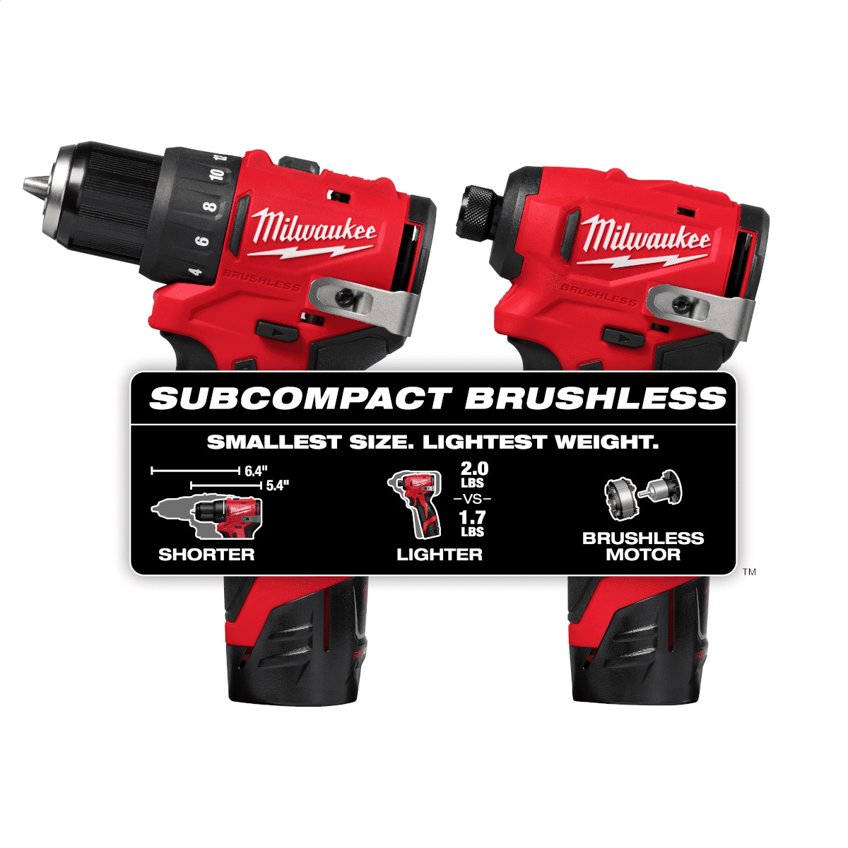 Milwaukee Tool M12 Subcompact Brushless 2-Tool Combo Kit