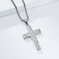 thumbnail image 3 of PAMTIER Unisex Stainless Steel Hip Hop Punk Irregular Honeycomb Pattern Cross Pendant Amulet Crucifix Necklace Simple Jewelry Silver 23.6" Chain, 3 of 6
