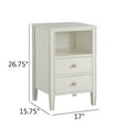 thumbnail image 3 of Comfort Pointe Winsley 2-drawer Antique White Painted Wood Storage Nightstand, 3 of 13