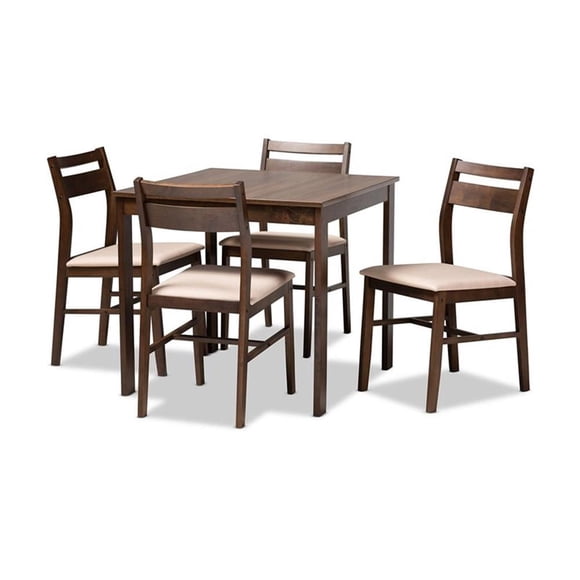 Bowery Hill Ensemble de Salle à Manger en Bois 5 Pcs, Beige et Brun Noyer Foncé