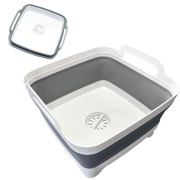 GOGHOST Foldable Sink with Drain Plug, Multifunctional Foldable Sink, Dishwashing Pot, Camping Kitchen Sink, Plastic Bathtub, Vegetable Washing, Beverage Bathtub,1 Piece