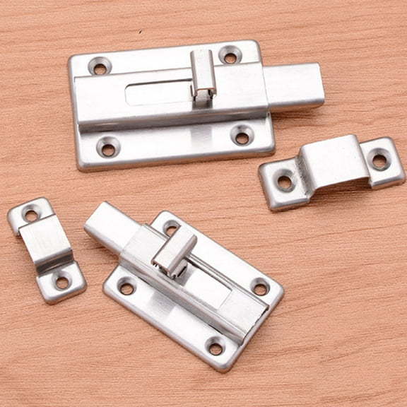 HEMOTON  2 Pcs Lock Door Black Gate Latch Sliding Bolts Child Silver