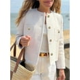 thumbnail image 6 of Long Sleeve Women's Tweed Jackets Business Button Down Casual Cropped Blazer with Pockets, 6 of 6