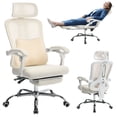 thumbnail image 3 of Chaise de Jeu et de Bureau Ergonomique en Maille – Dossier Haut, Appui-Tête et Soutien Lombaire Réglables, Repose-Pieds Rétractable, Grande Chaise de Bureau Pivotante avec Roulettes pour la Maison Ou la Chambre – Maille Beige, Cadre Blanc, 3 of 8