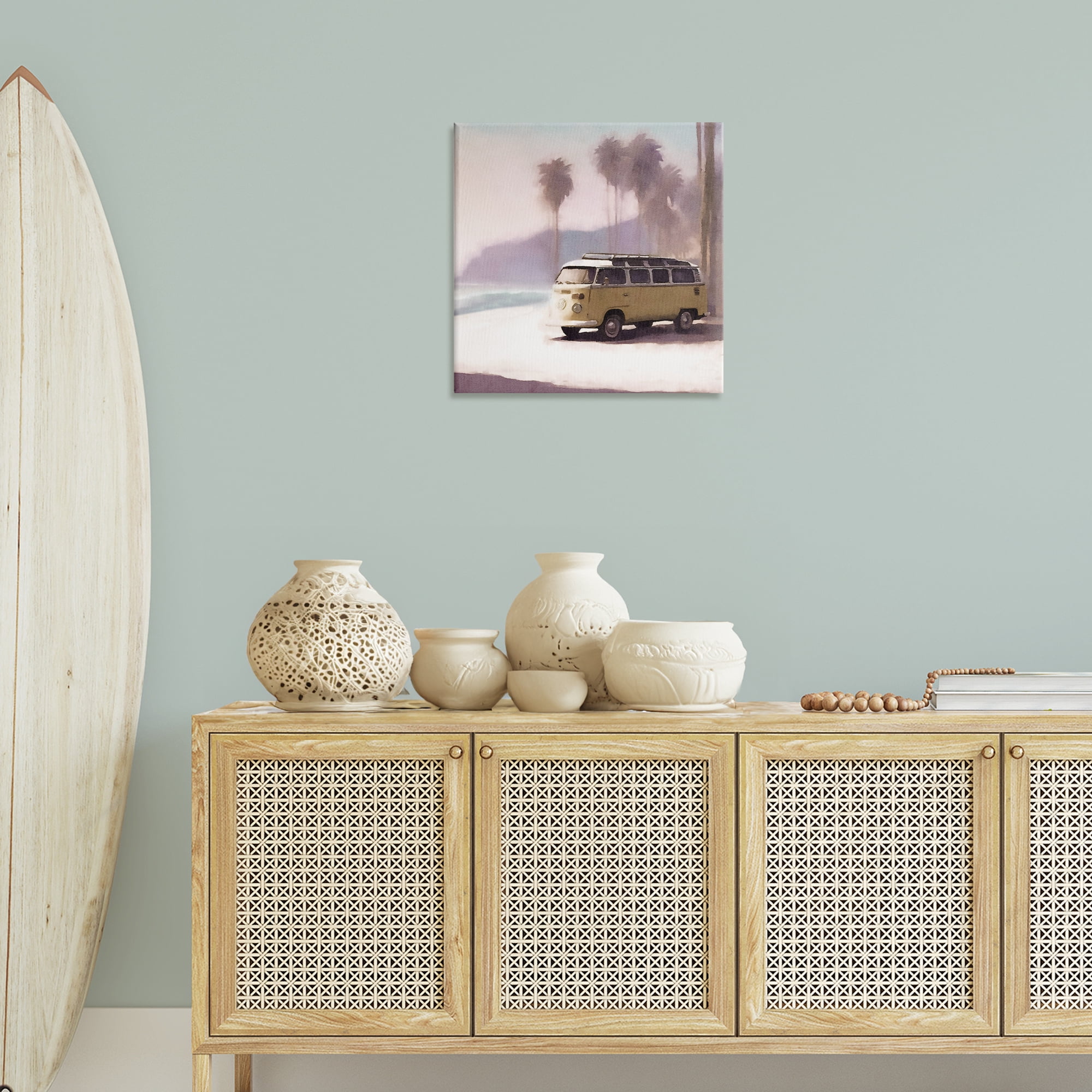 Stupell Industries Yellow Van on Beach Nautical & Beach Painting Wrapped Canvas Art Print Wall Art, 24 x 24