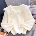 thumbnail image 1 of Sweet Women Sweater Cartoon Rabbits Lace Patchwork Peter Pan Collar Pullover Preppy Style Loose Knit Tops Female Jumper  FGS, 1 of 6