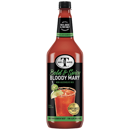 Mr & Mrs T Bold & Spicy Bloody Mary Mix, 1L Bottle, 1 Pack – Premium Cocktail Mixer for Spicy Bloody Marys, Ready to Use