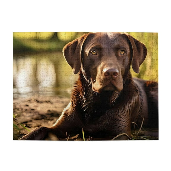 Chocolate Labrador Golden Eyes 500-Piece Wooden Jigsaw Puzzle for Adults, Fun & Challenging Family Game, Stylish Wall Decor & Holiday Gift