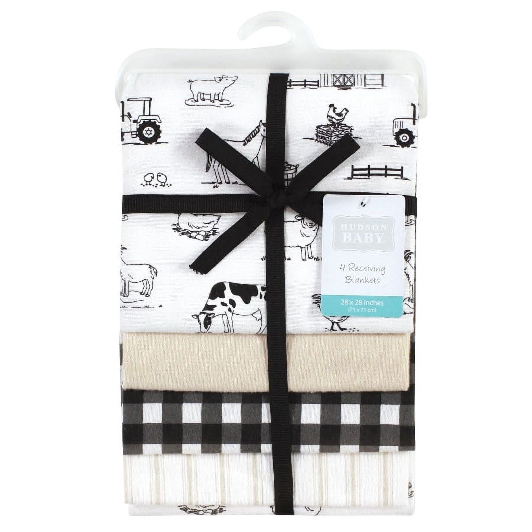 Hudson Baby Unisex Cotton Flannel Receiving Blankets, Neutral Farm, One Size