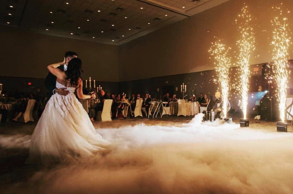 Jacmui Cold Spark Machines 2pcs with Flight Case, Wedding Show Fountain, Music Fireworks Sparkler, Concert, 750W Stage Effect