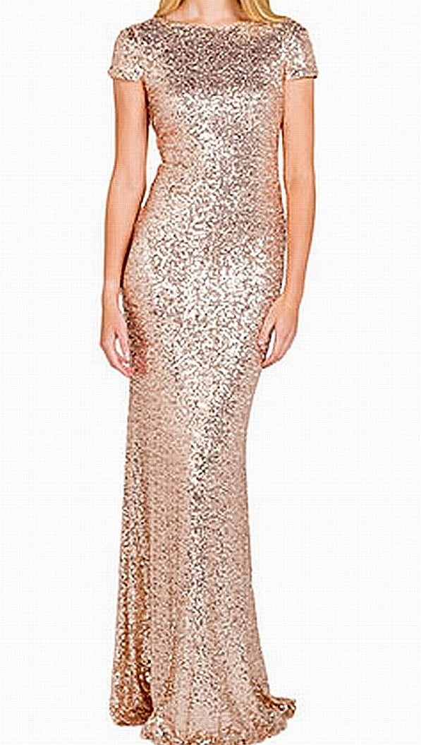 badgley mischka rose gold sequin dress