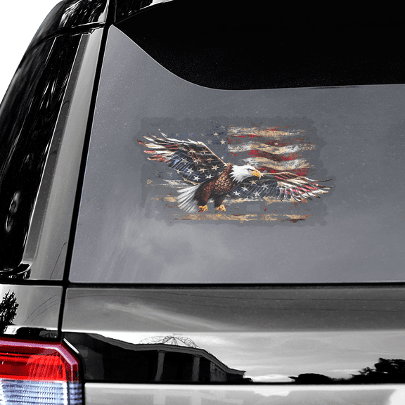 Lotusprinthandmade US Eagle Veteran Transparent Vinyl Decal 4 Sizes (6x9 Inches)