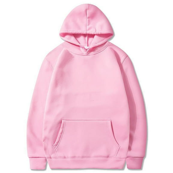 Ceisia Men's Solid Color Hooded Pullover Sweatshirt with Kangaroo Pocket Pink S Gifts