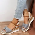 thumbnail image 2 of CAICJ98 Wedge Sandals for Women Summer Wedge Sandals for Women Bohemia Beach Platform Shoes Comfortable Open Toe Walking Sandal,Grey, 2 of 5