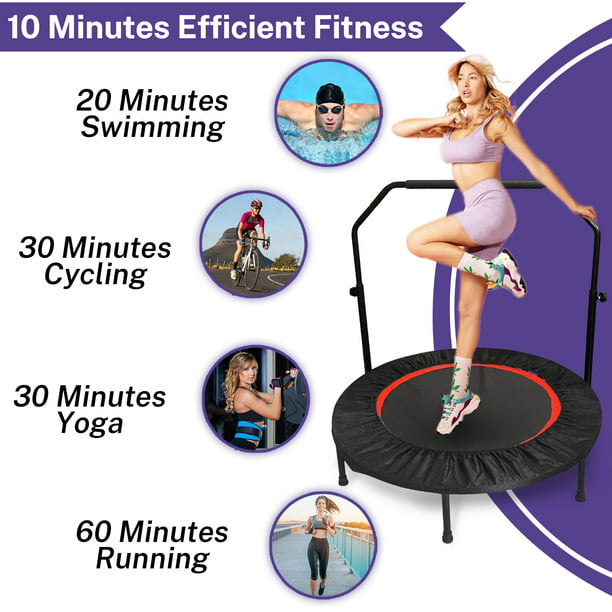 40" Mini Trampoline, Exercise Rebounder Mini Trampoline Adults, Foldable with Adjustable Handle Max Load 330lbs - Walmart.com