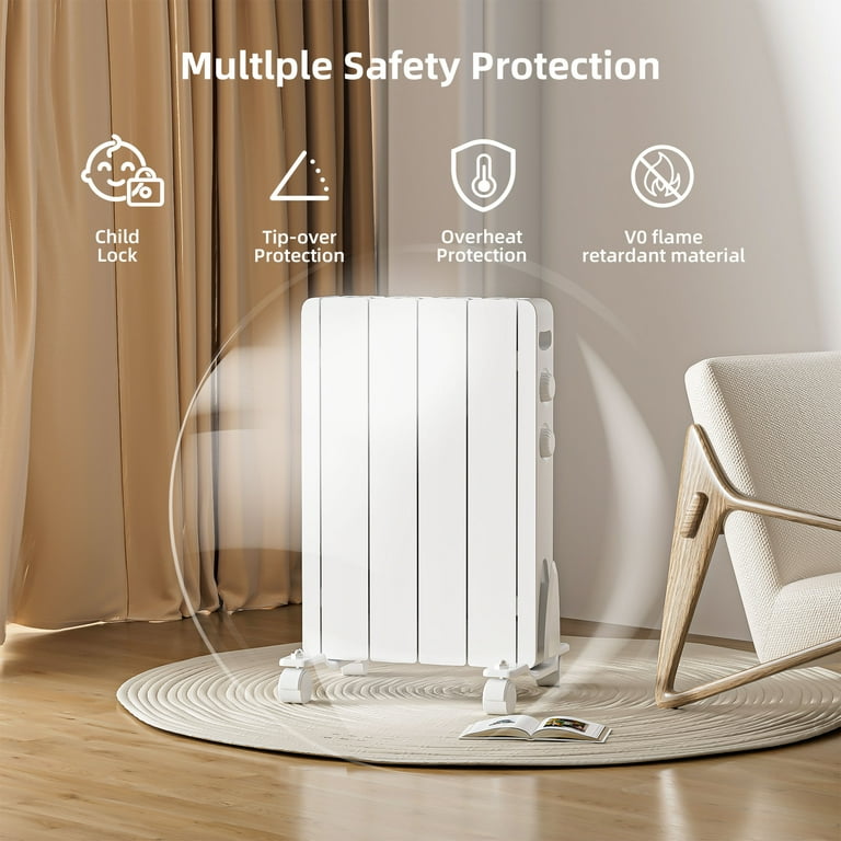 BREEZEHEAT 800W - Electric Wall/Freestanding Aluminium Radiator Heater(Knob control), Adjustable Thermostat, Timer & Safety Protection for Indoor Use BREEZEHEAT 800W - Electric Wall/Freestanding Aluminium Radiator Heater(Knob control), Adjustable Thermostat, Timer & Safety Protection for Indoor Use