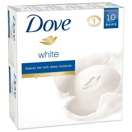 Dove White Beauty Bar, More Moisturizing than Bar Soap, 4 oz, 10 (Best Bath Soap For Sensitive Skin)