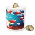 thumbnail image 3 of 4th of July Piggy Bank, Celebration of the Important Day Uncle Sam Hat Flag Balloons, Ceramic Coin Bank Money Box for Cash Saving, 3.6" X 3.2", Blue Red and Pearl, by Ambesonne, 3 of 4