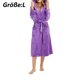 thumbnail image 3 of Albornoz de polar con capucha para mujer, albornoz de felpa suave para mujer, bata larga y esponjosa, 3 of 6