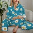 thumbnail image 6 of Gukieu Daisies Flowers Print Women's Long Sleeve Pajama Set, Button Top Elastic Pocket Pajama Pants Two Piece Set Home Wear-X-Large, 6 of 7