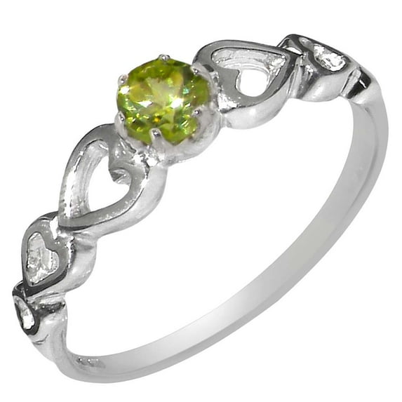LBG British Made 925 Sterling Silver Natural Peridot Womens Solitaire Ring - 33 size options - Size 12