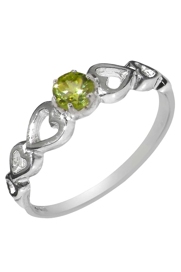 LBG British Made 925 Sterling Silver Natural Peridot Womens Solitaire Ring - 33 size options - Size 9