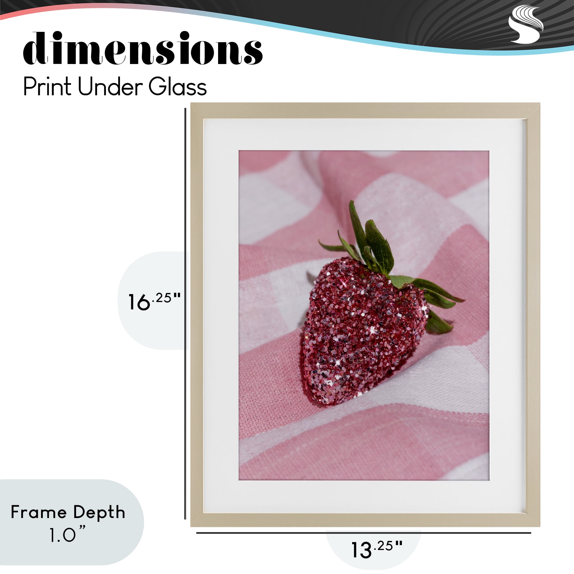 Stupell Industries Glimmer Strawberry on Pink Birch Framed Print Under Glass, design by LISH Creative