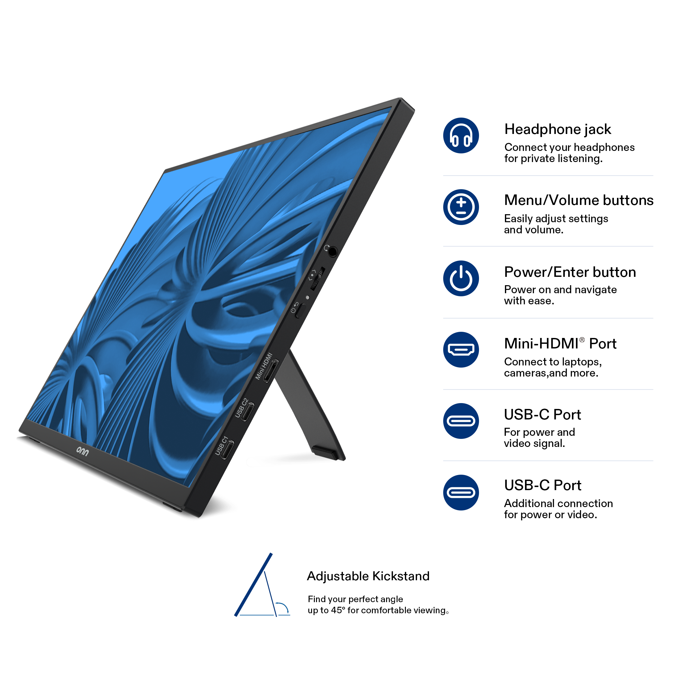 onn 15.6" Portable LCD Monitor, 1920x1080 FHD photo 3