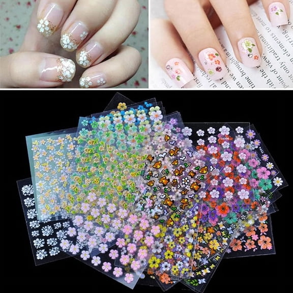30 Sheets Floral 3D Nail Art Stickers - Transfer Manicure Decals with Flower Designs, Easy Application Nail Tips for Women Girls, DIY Beauty Nail Decorations