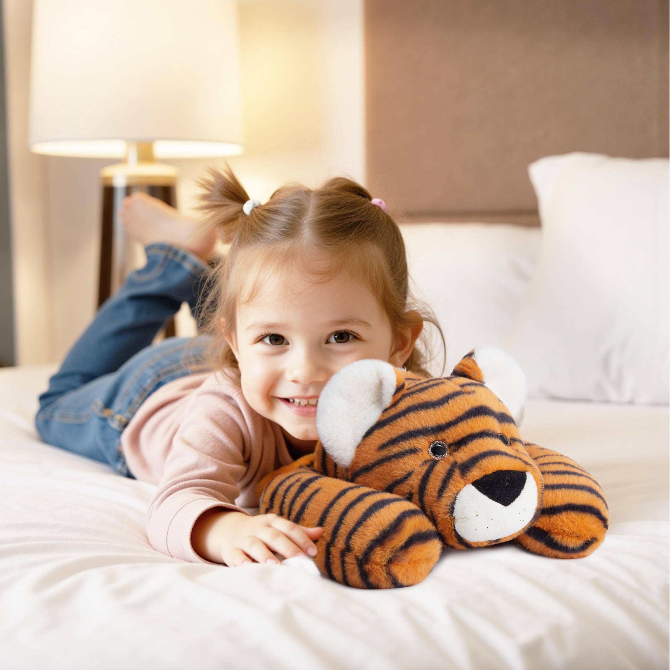Niuniu Daddy Weighted Tiger Stuffed Animals 20"Large Plush Toy,3.3lb Giant Weighted Tiger Plushie Body Pillow with Soft Faux Fur, Birthday Gift for Baby, Kids & Adults