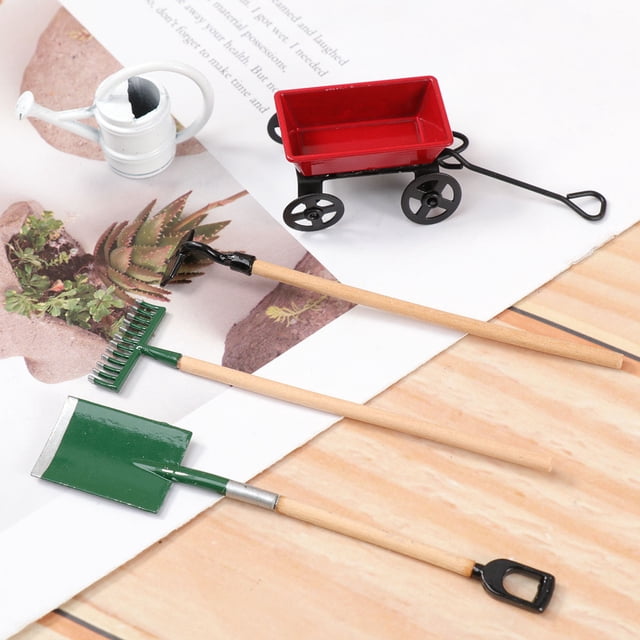OULII Miniature Garden Set Assorted Color Iron Wood Bamboo 1 Set For Home Decor