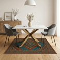 thumbnail image 3 of ODIKA 5'x7' Washable Area Rug Easy Care, Non-Shedding, Pet Friendly, Hooks Terracotta Cowboy Ochre Southwestern Aztec Motif Band Round for Small Living Room, Bedroom, 3 of 6