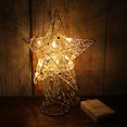 thumbnail image 3 of Estrella de árbol de Navidad CVHOMEDECO tejida en alambre plateado con luces LED blancas brillantes, 3 of 7