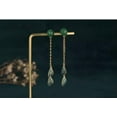 thumbnail image 2 of K-KED Jade Boho Drop Dangle Earrings Tassels Ear Stud 18K Gold Plated Wings Feather, 2 of 9