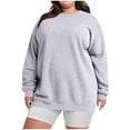 thumbnail image 2 of Horkkom Crewneck Sweatshirts Women Plus Size Long Sleeve Pullover Sweatshirt Casual Solid Color Fleece Sweatshirts XXXXXL, 2 of 6