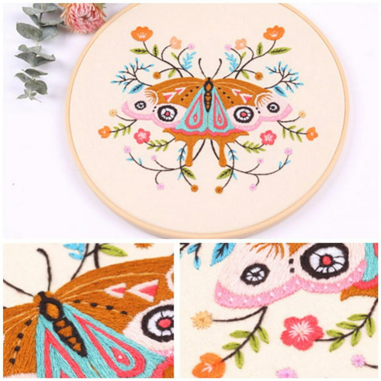 Butterfly Embroidery Kit for Adults Beginners Stamped Cross Stitch