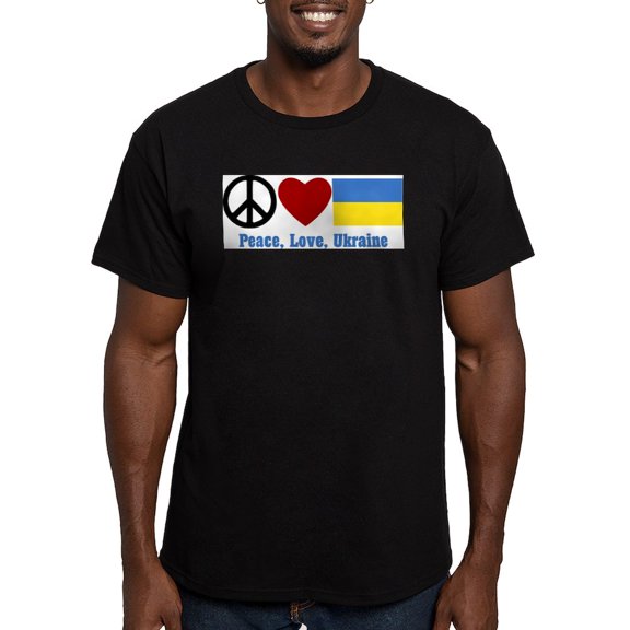 CafePress - Peace Love Ukraine Men's Classic T Shirt - Men's Fitted T-Shirt