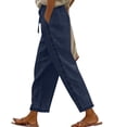 thumbnail image 2 of Nmnitkp Linen Pants Women Fashion 2026 Casual Lightweight Drawstring Elastic Waist Pants with Pockets Navy,2XL, 2 of 7