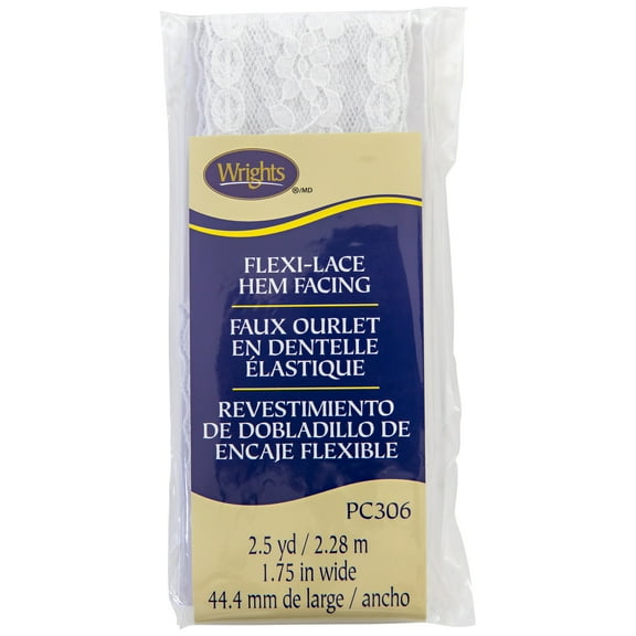 Wrights 1 3/4" White Lace Hem Facing, 3 yd