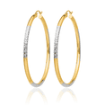 thumbnail image 5 of 14K Solid Yellow Gold Round Large Hoop Earrings, 5 of 10