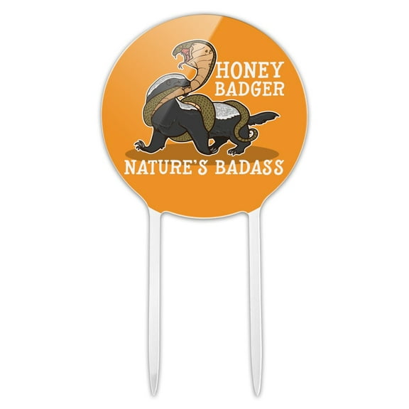 Acrylic Honey Badger Nature's Badass Cake Topper Party Decoration for Wedding Anniversary Birthday Graduation