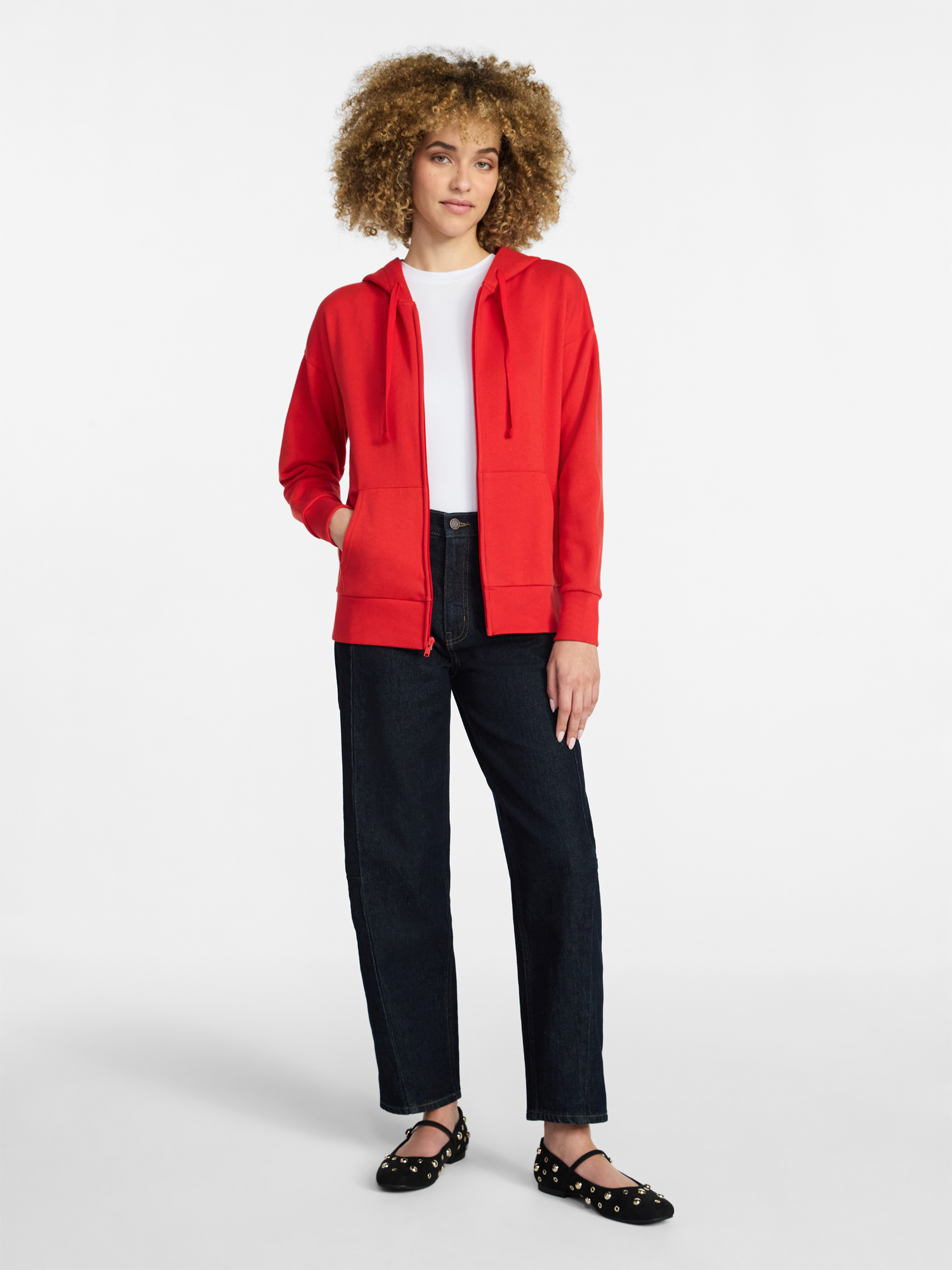 Time and Tru Women's and Women’s Plus Zip Front Fleece Hoodie Jacket, Sizes XS-4X